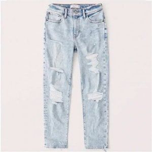 Abercrombie & Fitch The Boyfriend Mid Rise Distressed Jeans 6 SHORT